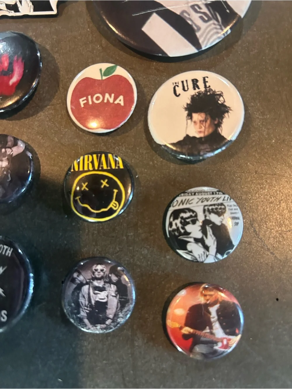 Lot of 11 Alt Rock Pins & Buttons Nirvana Kurt Cobain The Cure Sonic Youth